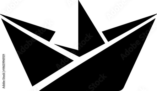 Origami Paper Boat Silhouette Icon