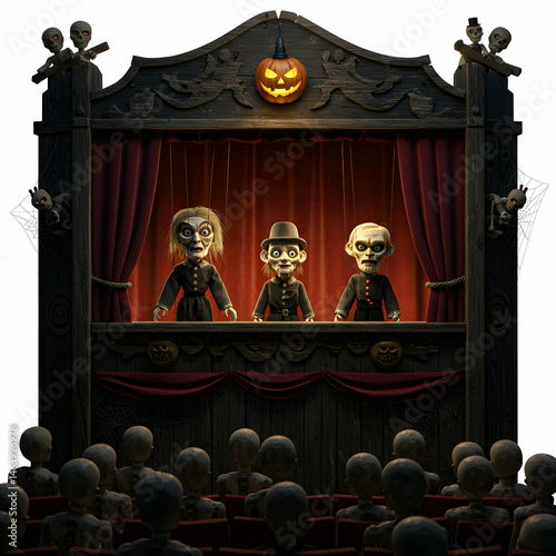 Spooky Puppet Show Halloween Theater Artwork transparent background