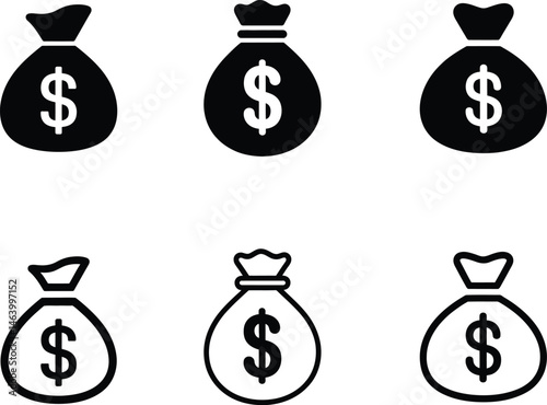 Financial Abundance: An array of money bags, each emblazoned with the dollar sign, stands as a stark symbol of financial wealth and prosperity, a visual metaphor for savings, investments.