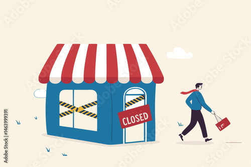 Business Closed Due To Economic Recession Causing Unemployment And Loss Of Jobs