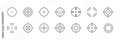 Minimalist target icon set: precision and accuracy in line style