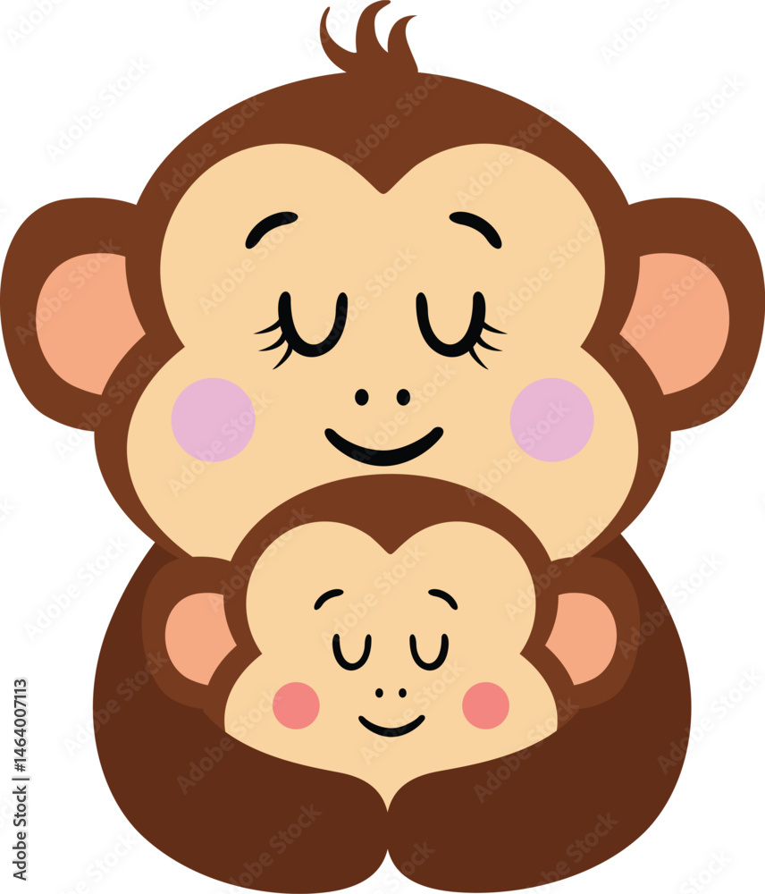 Fototapeta premium Loving Monkey Mom Hugs Her Baby