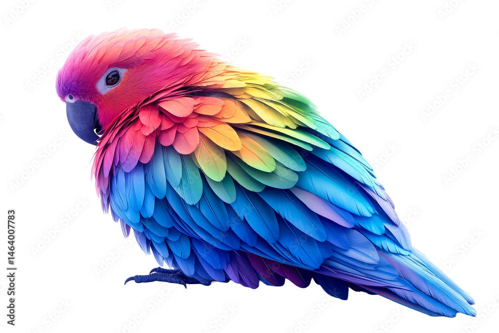 Obraz premium Exotic parrot with vibrant rainbow plumage, cut out transparent