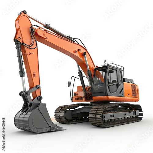 excavator on white background