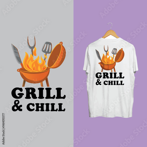 Fun Grill and Chill T Shirt Graphic for Cooking Lovers