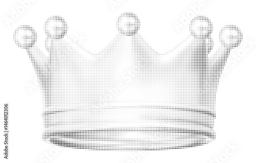 3d black and white crown with halftone effect. Stock vector illustration on black isolated background