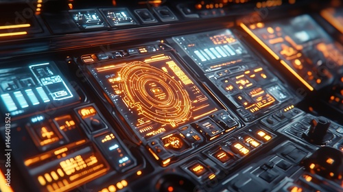 Futuristic Cockpit Control Panel