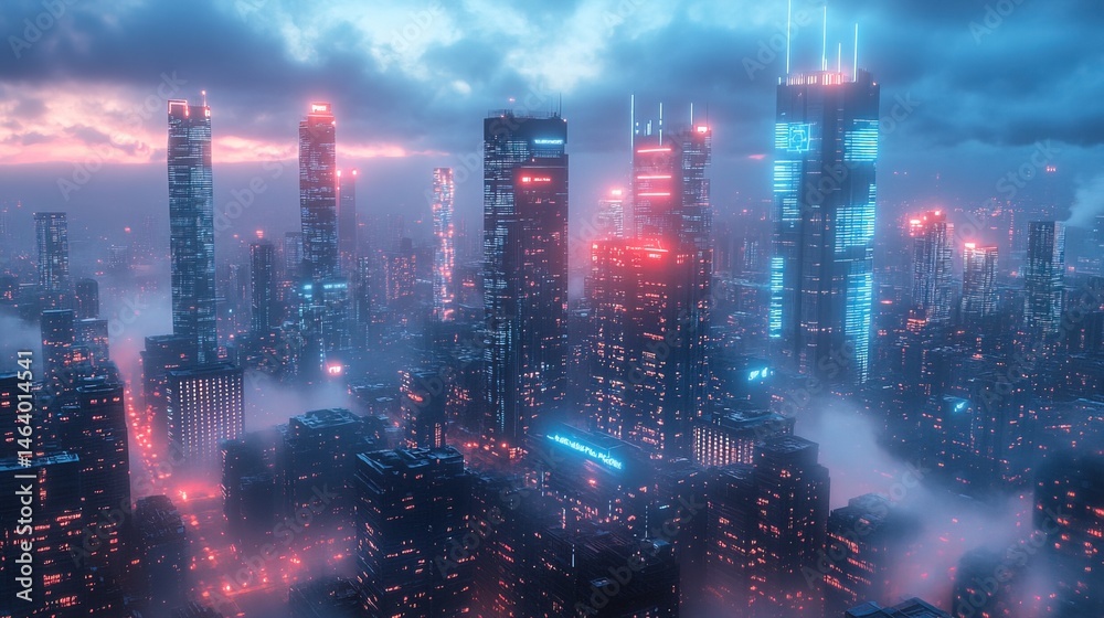 Obraz premium Futuristic Cityscape at Dusk