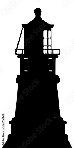Silhouette of a Historic Lighthouse on a Coastal Background

