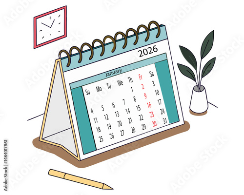 A business organizer with a pen shows the2025 and 2026year calendar schedule for time management