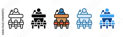 Press Conference Icon Set Multiple Style Collection
