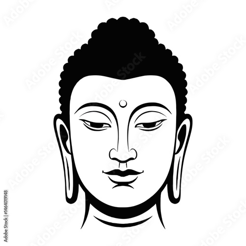 Lord Buddha Black Vector Silhouette Illustration in Calm Meditative Pose
