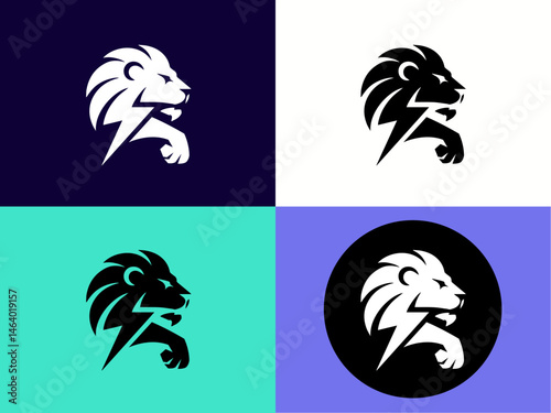 Lion Head with Lightning Bolt Logo