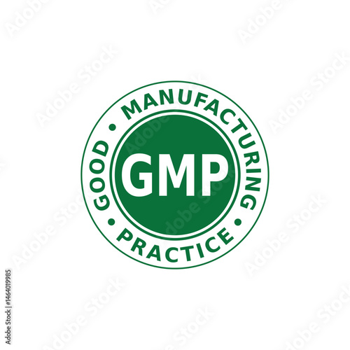 GMP Good Manufacturing Practice GReen Stamp Vector Icon Sign