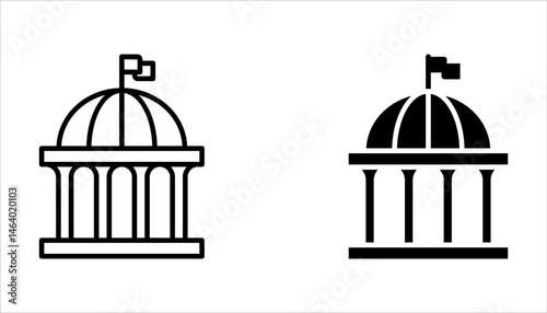 City hall building icon set. Municipal, hall town, embassy, council, government concept on white background