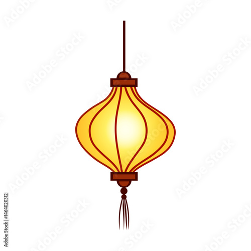 Glowing Vesak Lantern Vector on Transparent Background with Soft Light Effect
