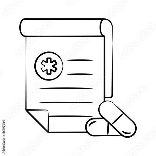 Prescription icon creatively designed in  hand drawn  style