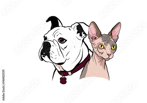 Stylized dog and cat in contemporary line art, combining strength and elegance. Ideal for pet care services, adoption campaigns, vet branding, and animal welfare visuals.