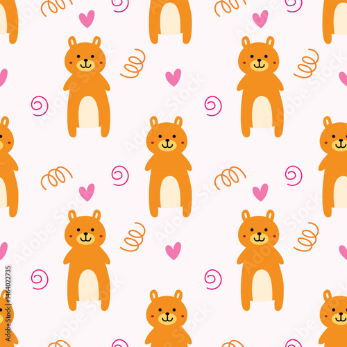 Bear cartoon seamless pattern background for wrapping and wallpaper. kids and toy concept