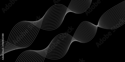 Abstract Black background with a glowing abstract waves. Abstract wave element for design. Digital frequency track equalizer, Futuristic background design. Long exposure, Light painting photography.