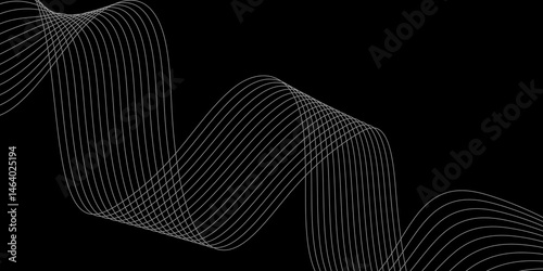 Abstract Black background with a glowing abstract waves. Abstract wave element for design. Digital frequency track equalizer, Futuristic background design. Long exposure, Light painting photography.