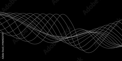 Abstract Black background with a glowing abstract waves. Abstract wave element for design. Digital frequency track equalizer, Futuristic background design. Long exposure, Light painting photography.