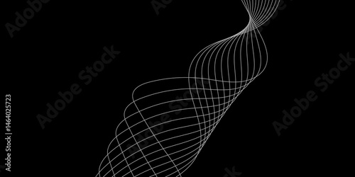 Abstract Black background with a glowing abstract waves. Abstract wave element for design. Digital frequency track equalizer, Futuristic background design. Long exposure, Light painting photography.