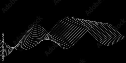 Abstract Black background with a glowing abstract waves. Abstract wave element for design. Digital frequency track equalizer, Futuristic background design. Long exposure, Light painting photography.