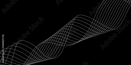Abstract Black background with a glowing abstract waves. Abstract wave element for design. Digital frequency track equalizer, Futuristic background design. Long exposure, Light painting photography.