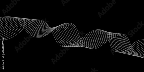 Abstract Black background with a glowing abstract waves. Abstract wave element for design. Digital frequency track equalizer, Futuristic background design. Long exposure, Light painting photography.