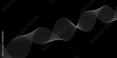 Abstract Black background with a glowing abstract waves. Abstract wave element for design. Digital frequency track equalizer, Futuristic background design. Long exposure, Light painting photography.