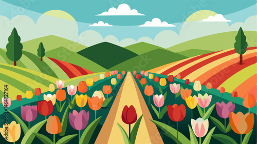 The farmlands come alive in the spring with rows of colorful tulips and daffodils covering the hills and valleys a true display of natures beauty.