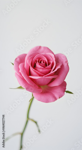 Photo Pink Rose Blossom White Background Macro