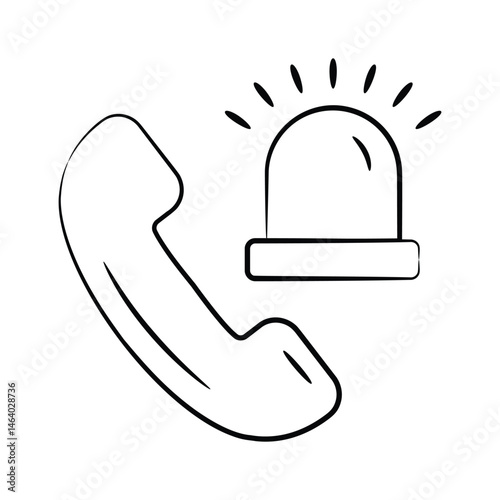 Ready to use hand drawn style icon of rescue call with siren