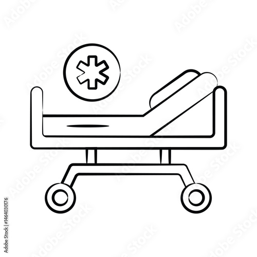 A well designed drawing icon showing hospital bed