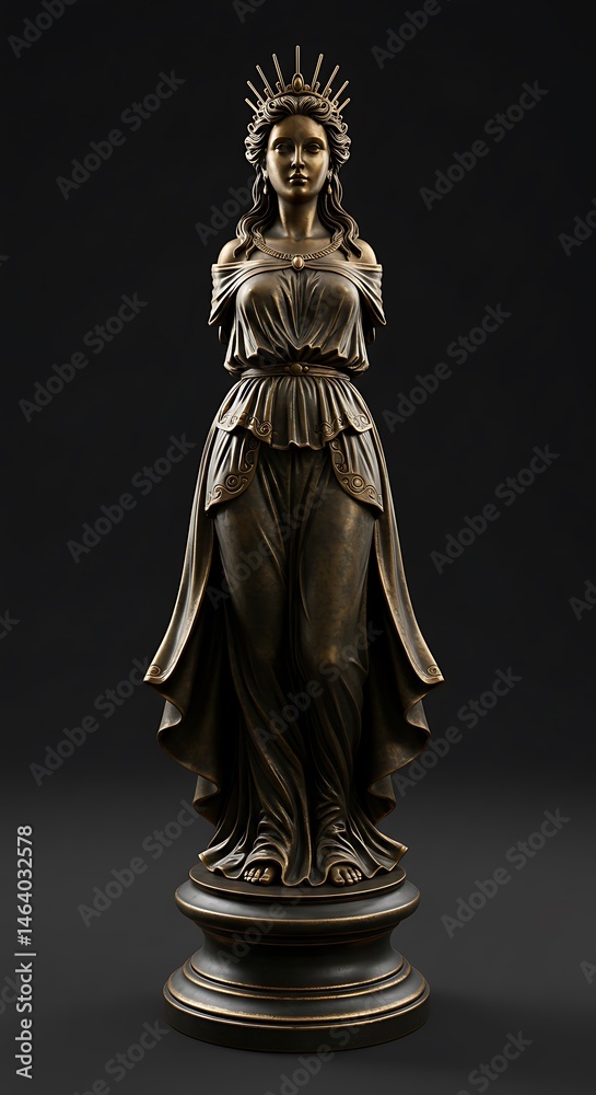 Obraz premium Bronze Goddess Statue, Elegant Figurine, Dark Background