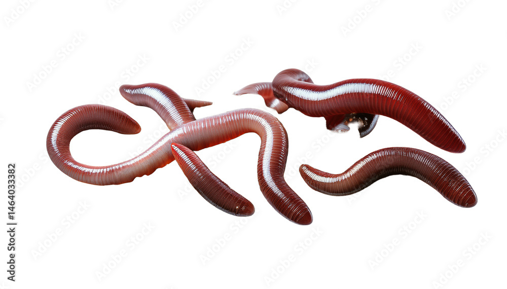 Obraz premium Realistic Brown Worms on Transparent Background