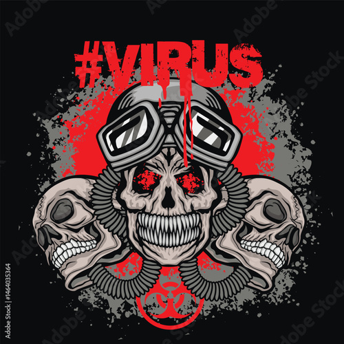 post-apocalypse sign with skull and gas mask, grunge vintage design t shirts
