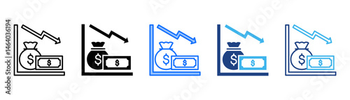 Deficit Icon Set With Multiple Style Collection 