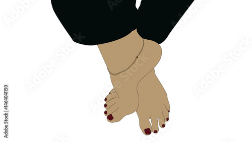Illustration of crossed female bare feet