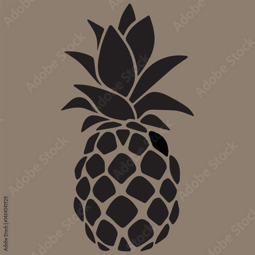 The pineapple stencil is monochrome black on a gray background.