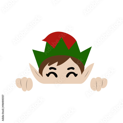 Christmas Elf Peeking Festive Holiday