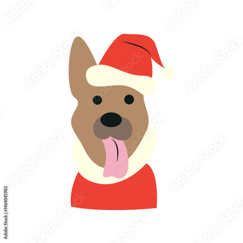 German Shepherd Dog Santa Hat Christmas