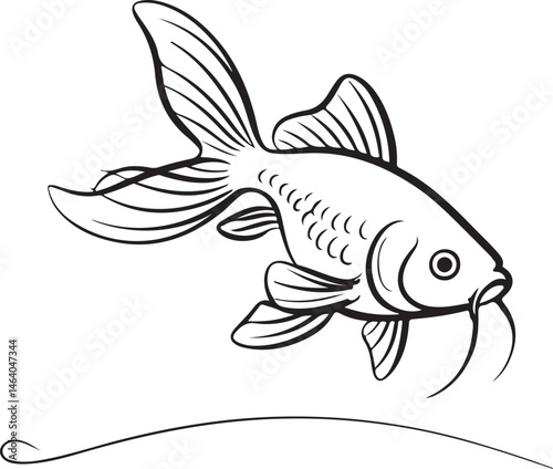 Fish swimming in the ocean, caught on a hook, or displayed on a white background, often depicted as a vibrant aquatic animal vector illustration or cartoon art
