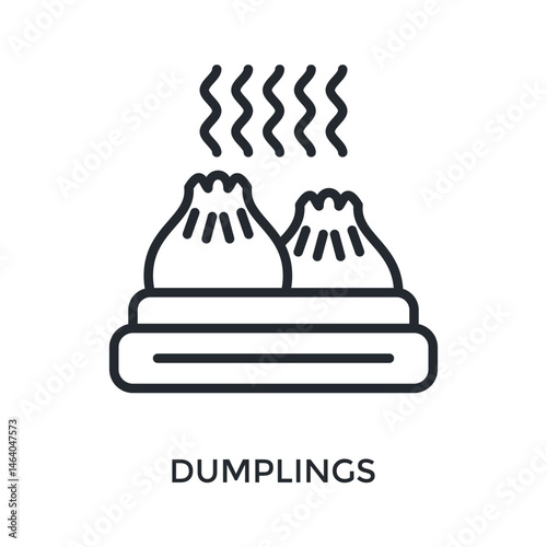 Dumplings Icon Outline Style. Vector Illustration For Graphic Design