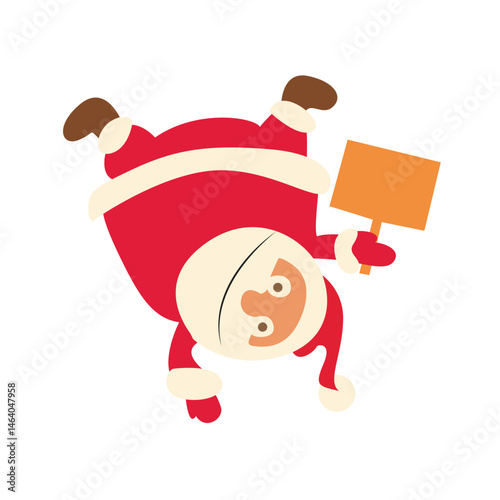 Upside-Down Santa Christmas Sign Cartoon