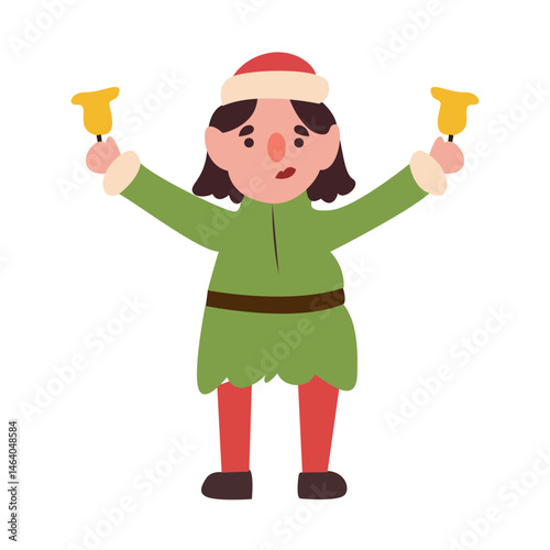 Christmas Elf Holding Jingle Bells