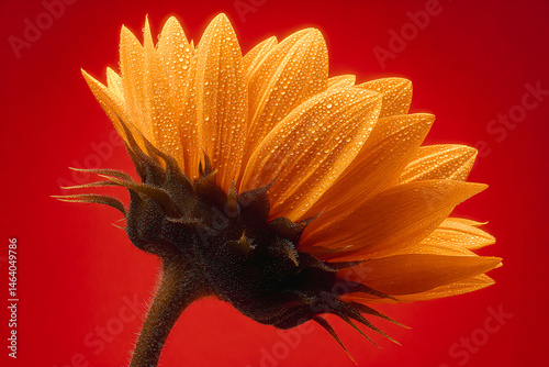 Fleur de souci orange avec gouttes de rosée