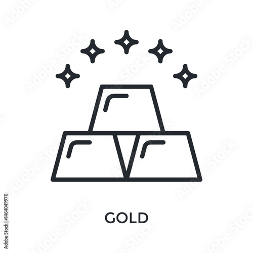 Gold Icon Outline Style. Vector Illustration For Graphic Design