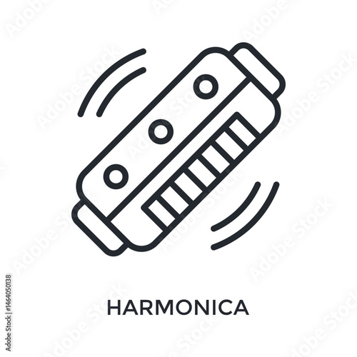 Harmonica Icon Outline Style. Vector Illustration For Graphic Design